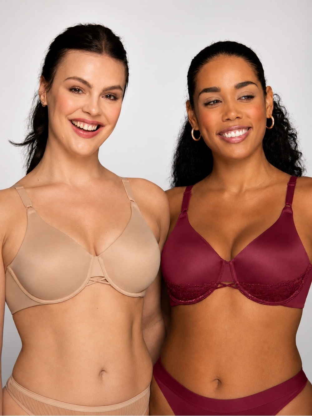Vanity Fair Radiant Back Smoothing Underwire Bras 42C Beige Magenta LOT OF 2